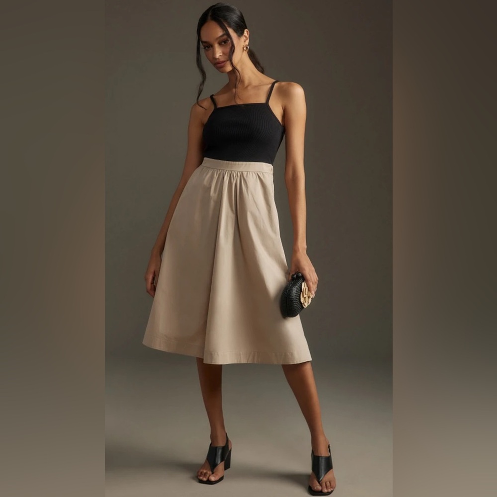 Anthropologie Maeve Sleeveless Rib Poplin Twofer Midi Dress Size M